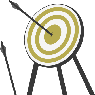 Illustration of an arrow hitting the center of a target, representing strategic focus and goal achievement aimed at precise audience targeting and measurable impact.