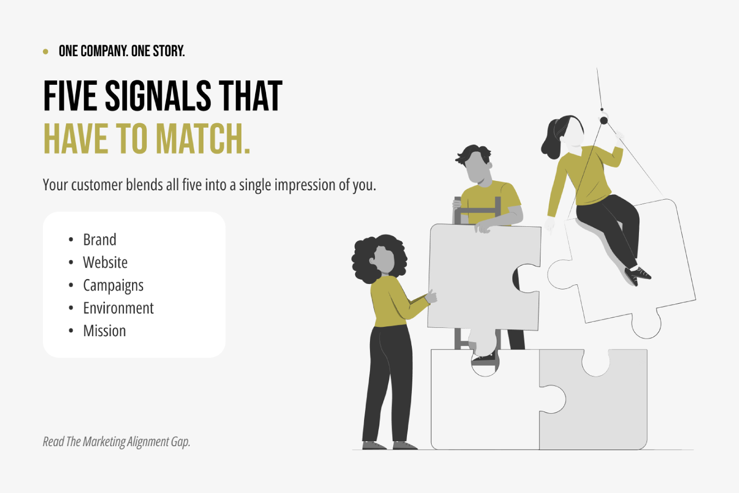 The five signals that have to tell one story The five signals that have to tell one story